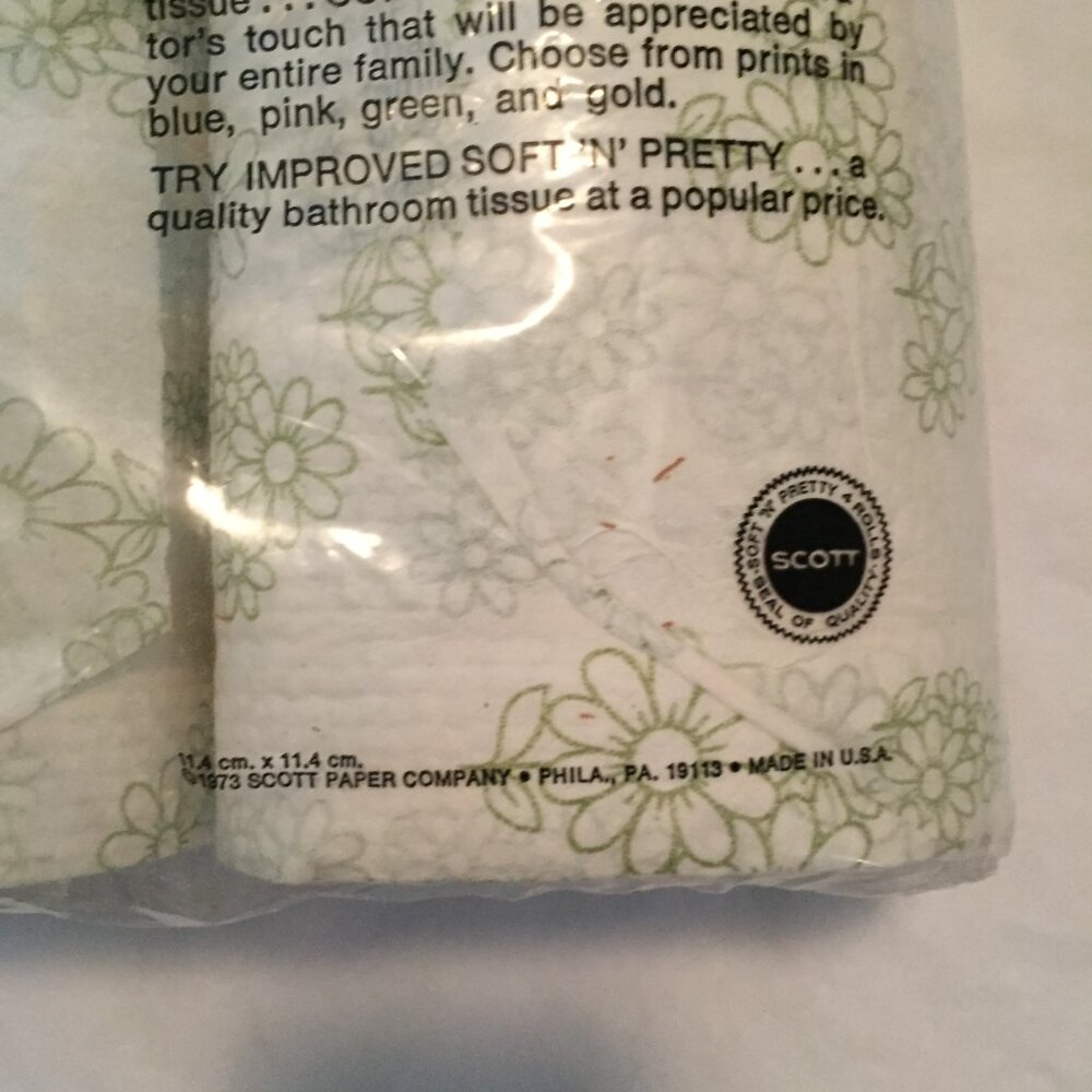 Vintage Scott Soft'n Pretty Toilet Paper 1973 Green Daisy Print Hum… - Picture 5 of 9